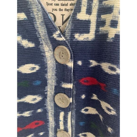 Chico’s Design 100% Cotton Indigo Fish Vest - Picture 5 of 7